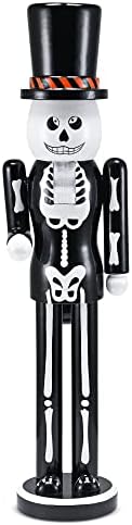 Ornativity Christmas Scary Skeleton Nutcracker โ Black and White Wooden Day o...