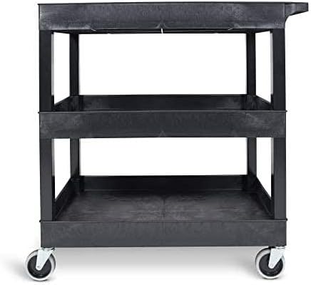 Tubstr 3-Tier Rolling Utility Cart with Wheels | Durable Tool Cart with Locki...