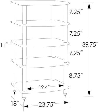 Pangea Audio Vulcan Five Shelf Audio Rack, Media Stand, and Components Cabine...