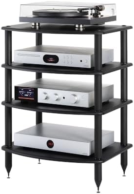 Pangea Audio Vulcan Four Shelf Audio Rack, Media Stand, and Components Cabine...