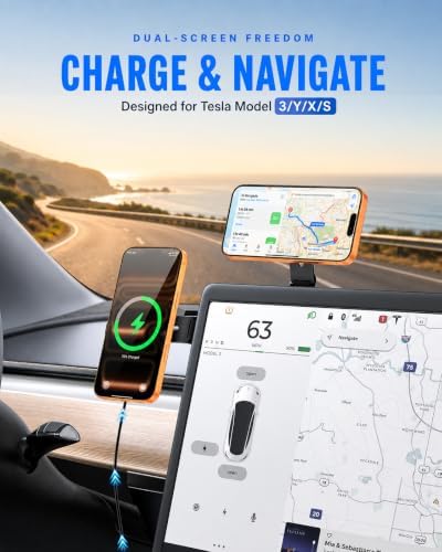 Magnetic Phone Mount for Laptop๏ผTesla,15W Wireless for Magsafe Charger