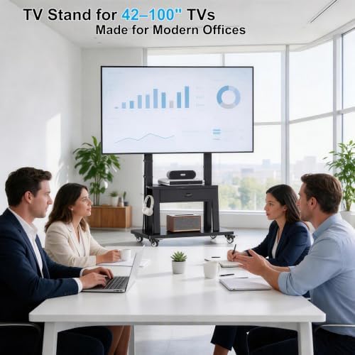 Mobile TV Stand on Wheels for 42-100 inch TVs up to 330lbs, Rolling TV Cart w...