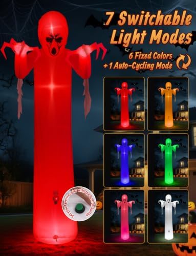 Elegear 12FT Gauze Ghost Halloween Inflatable, Motion-Activated Sounds
