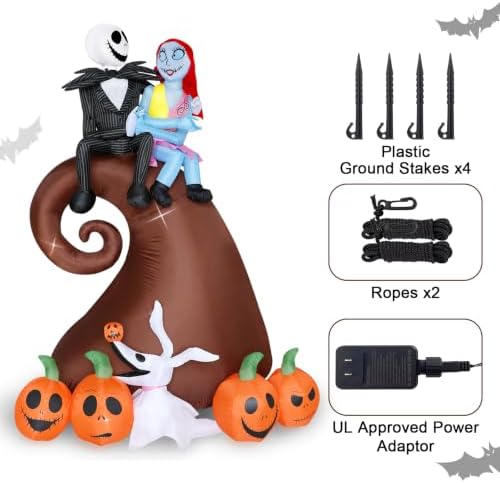 6FT Halloween Outdoor inflatables Decorations - Blow Up Hill Skeleton Couple ...