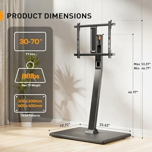 Perlegear Rolling TV Stand with Power Outlet for 32โ70 inch TVs