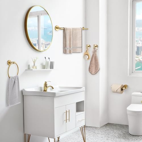 TQKAG 5 Piece Bathroom Accessories Set Brushed Gold Bathroom Hardware Set 23....