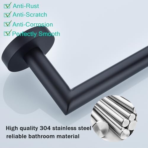matte black bathroom hardware accessories set 4 pieces,18, front angle view
