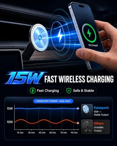 Magnetic Phone Mount for Laptop๏ผTesla,15W Wireless for Magsafe Charger