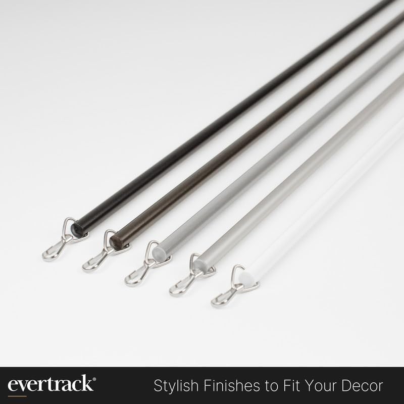 Curtain Wand - Aluminum Curtain and Drapery Pull Rod with Stainless Steel Hardware for Curtains, Draperies, and Room Divider Curtains - 48 Inches, Metallic Black - Pack of 2