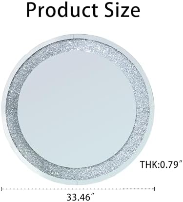 Mirrored Console Table & Round Wall Mirror Set, 45" Silver | O-Shaped Frame with Crushed Diamond Inlay, Full Mirrored Top, Weighted Anti-Tip Base, Easy-Clean, Sparkling Glam Decor Set