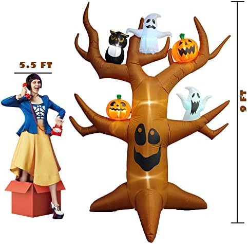 9ft Halloween Inflatable Ghost Tree Halloween Airblown Inflatable Outdoor Dec...