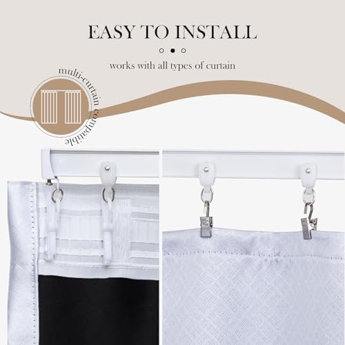 Flexible Ceiling Curtain Tracks, Ceilings Track for Curtains, Aluminum Curtains Track Ceilings Mount,Wall Mount Curtain Rail, Ceiling Curtain Rod, Sliding Curtain Tracks with Clips (White 9FT)