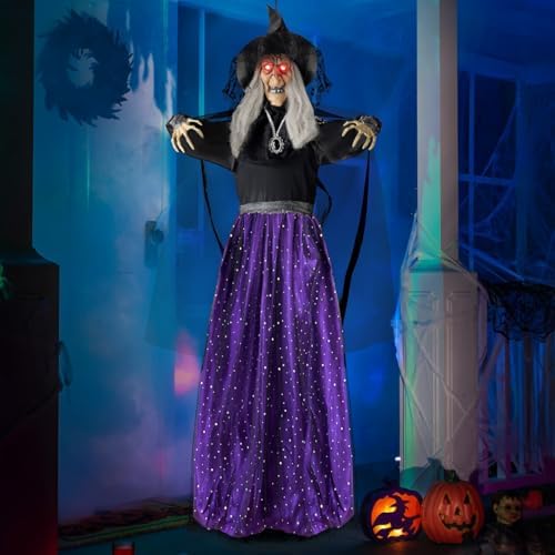 JOYIN 47โ Animated Witch Halloween Decorations Outdoor Indoor, Scary Hallowee...