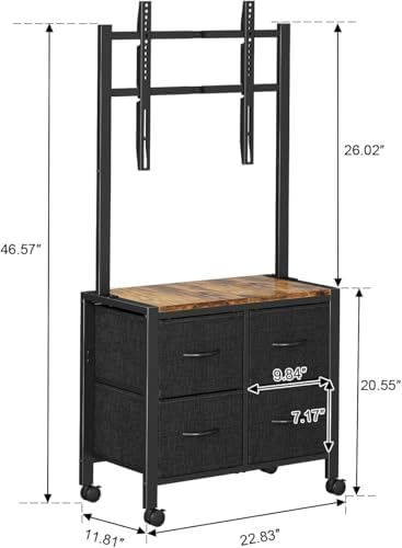 Cottage Charm Mobile TV Cart Rolling TV Stand Holder with 4 Drawer, for 23-60...