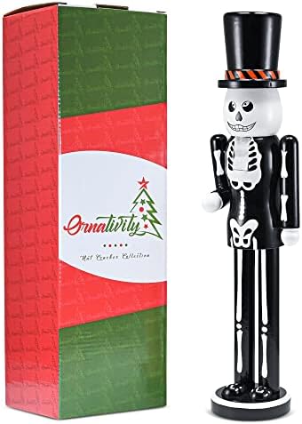 Ornativity Christmas Scary Skeleton Nutcracker โ Black and White Wooden Day o...