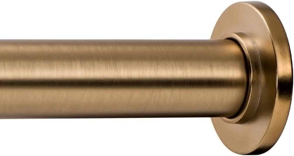 Ivilon Tension Curtain Rod - Spring Tension Rod for Windows or Shower, 54 to 90 Inch. Warm Gold