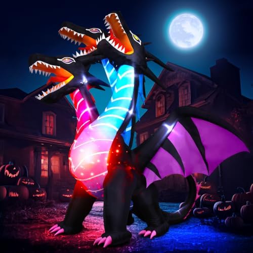 Thuodo 8 FT Tall Halloween Inflatables Dragon Outdoor Decorations Blow Up Yar...
