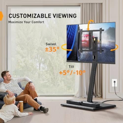 Perlegear Rolling TV Stand with Power Outlet for 32โ70 inch TVs