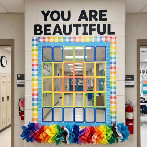 10 Pcs 6x4 Shatter Proof Unbreakable Kids Mirrors, Warm Colors | Unbroken, Child-safe Design, for Nursery School Decor, Classroom Bulletin Board DIY Crafts, Speech Learning, Emotion Control