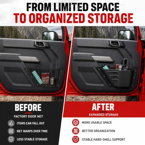 Mabett Front Door Pockets Storage Set for 2021-2026 Ford Bronco Accessories
