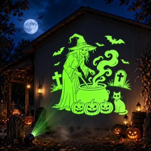 12 in 1 Halloween Projector Lights Outdoor, 3D Dynamic Ghost/Skeleton/Bat/Sca...