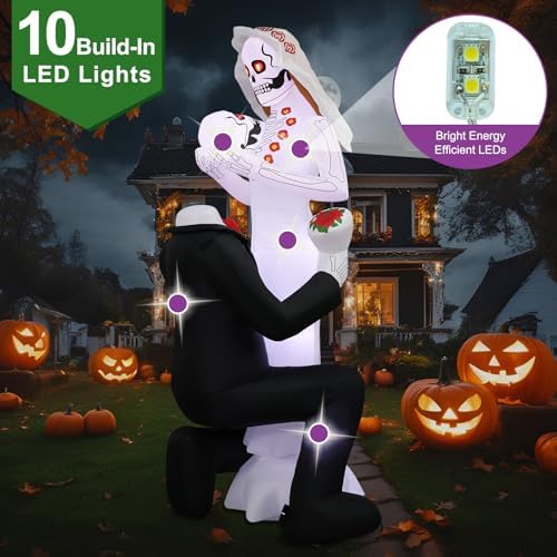 Halloween Inflatables Giant 8Ft Tall Skeleton Couple Day of The Dead Outdoor ...