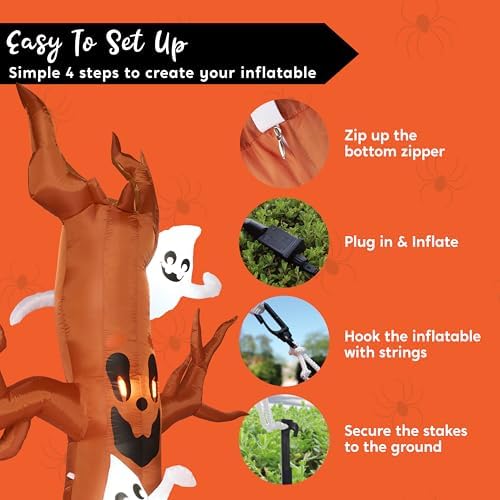 Joiedomi 8FT Halloween Inflatable Scary Tree with Ghost Decor,Blow Up Inflata...