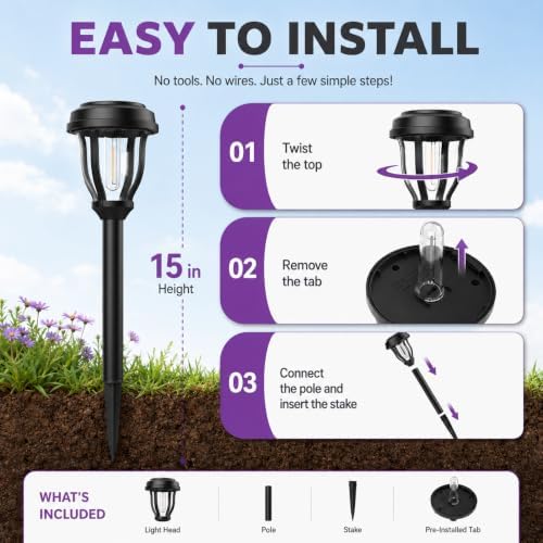 DERAYSION Solar Halloween Lights, 12 Pack Solar Pathway Lights
