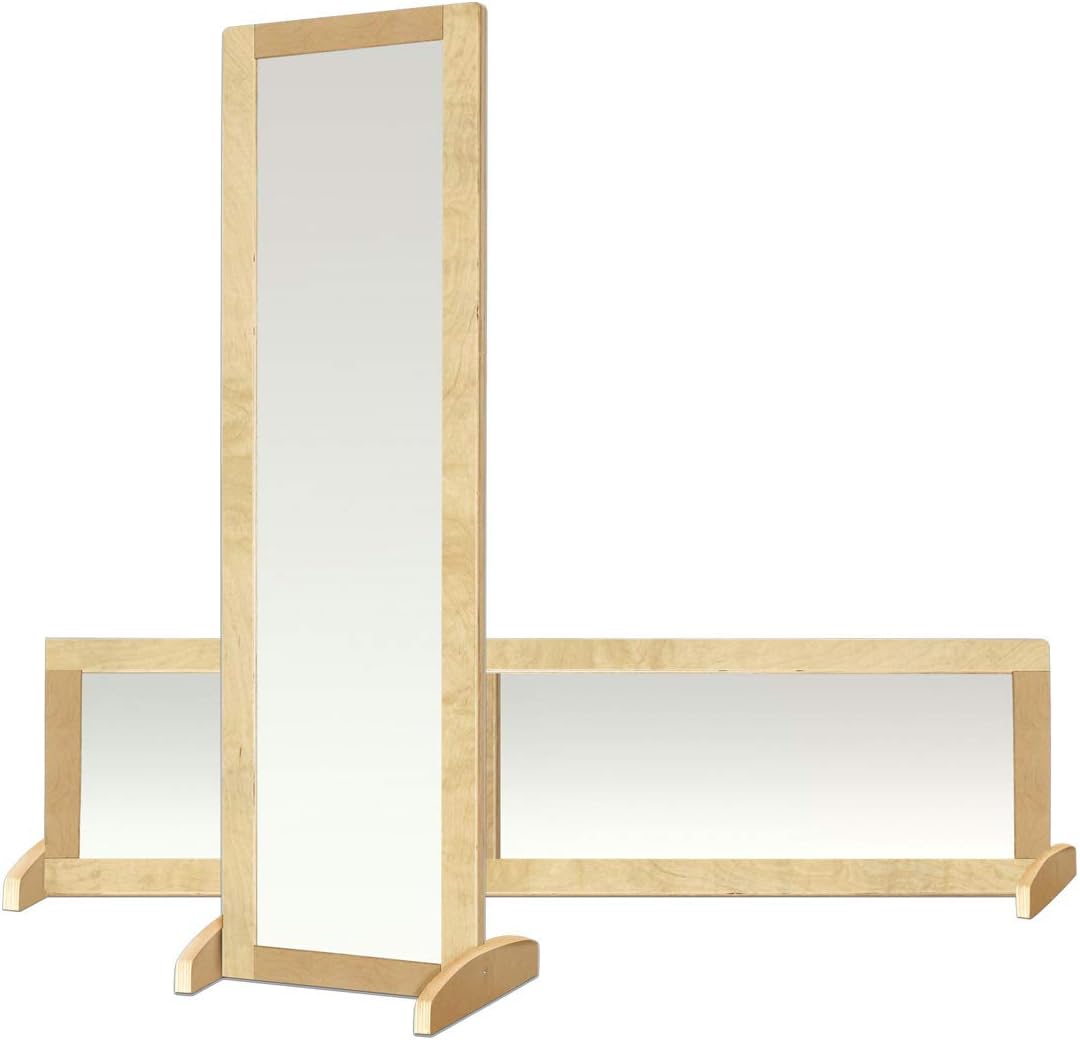 ECR4Kids Double-Sided Wooden Bi-Directional Mirror, Montessori, Natural | Durable birch, GREENGUARD Gold Certified, shatter-resistant mirror, anti-tip feet, vertical & horizontal use, classroom/home
