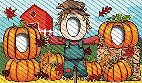Pumpkin Patch Halloween Hole in Face Photo Banner Backdrop