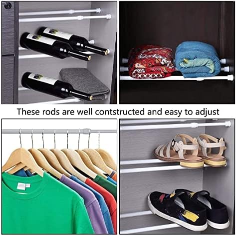 Tension Rods 28 to 48 Inches 8 Pack,Tension Curtain Rod,Spring Tension Rods,Adjustable Extension Spring Rods Closet Rod for Windows,Kitchen, Bathroom,Cupboard,Wardrobe