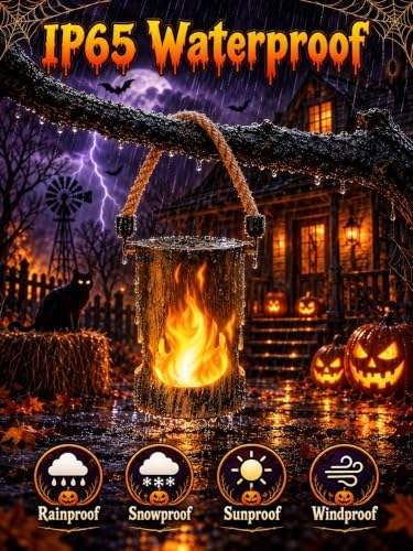 4 Pack Solar Halloween Lanterns Outdoor with Flickering Flame