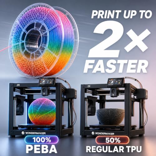 SainSmart PEBA High Rebound 90A Flexible Filament, 1KG (2.2lbs) (Rainbow)