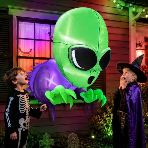 Halloween Inflatables Outdoor Decorations Alien Broke Out from Window