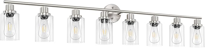 Guliaofo 8-Light Brushed Nickel Vanity Lights, Modern Bathroom Light Fixtures - Image 9