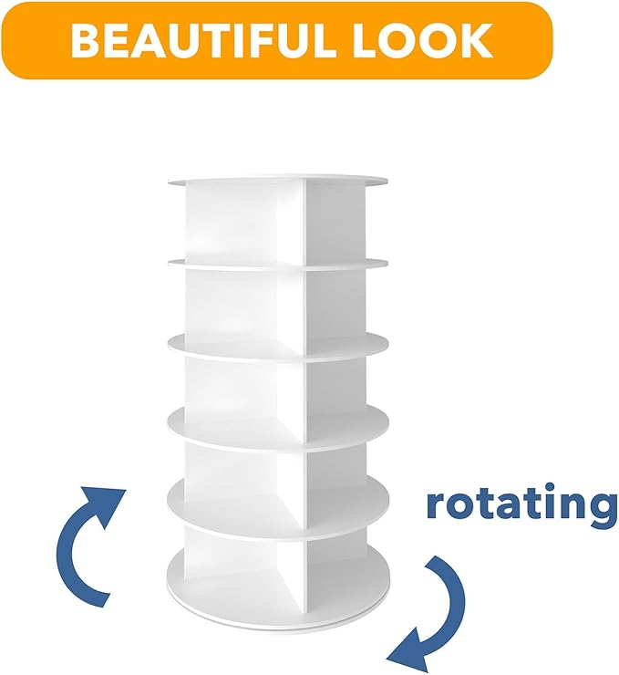 SpaceAid 5 Tier Rotating Shoe Rack Tower, Spinning Shoe Display Lazy Susan - Image 7