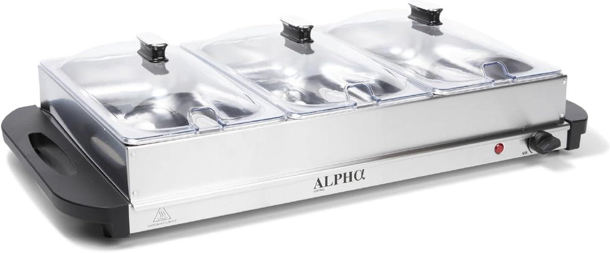 Alpha Living 3x2.5 QT Food Warmers for Parties Buffet Servers and Warmers โ P...