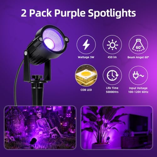 Halloween Orange Purple Spotlights Outdoor Landscape Lighting for Yard