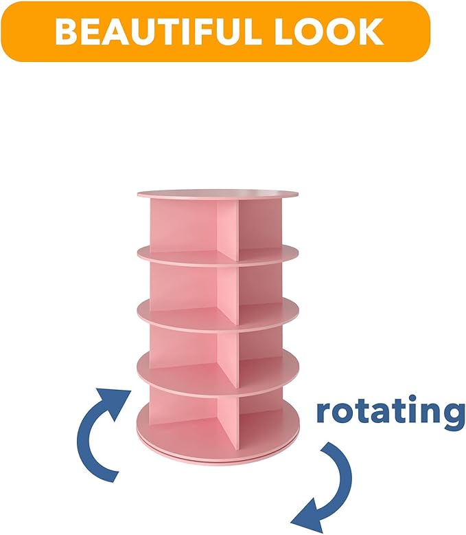 SpaceAid 4 Tier Rotating Shoe Rack Tower, Spinning Shoe Display Lazy Susan - Image 7