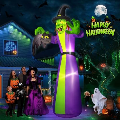zukakii 12FT Giant Halloween Inflatables Witch Outdoor Decorations, Huge Hall...