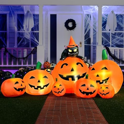 Joiedomi 7 FT Long Halloween Inflatables Pumpkin Outdoor Decorations, 7 Pumpk...