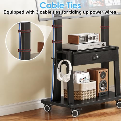 Mobile TV Stand with Drawer for 23-60 Inch TVs,Tilt Rolling TV Cart on Wheels...