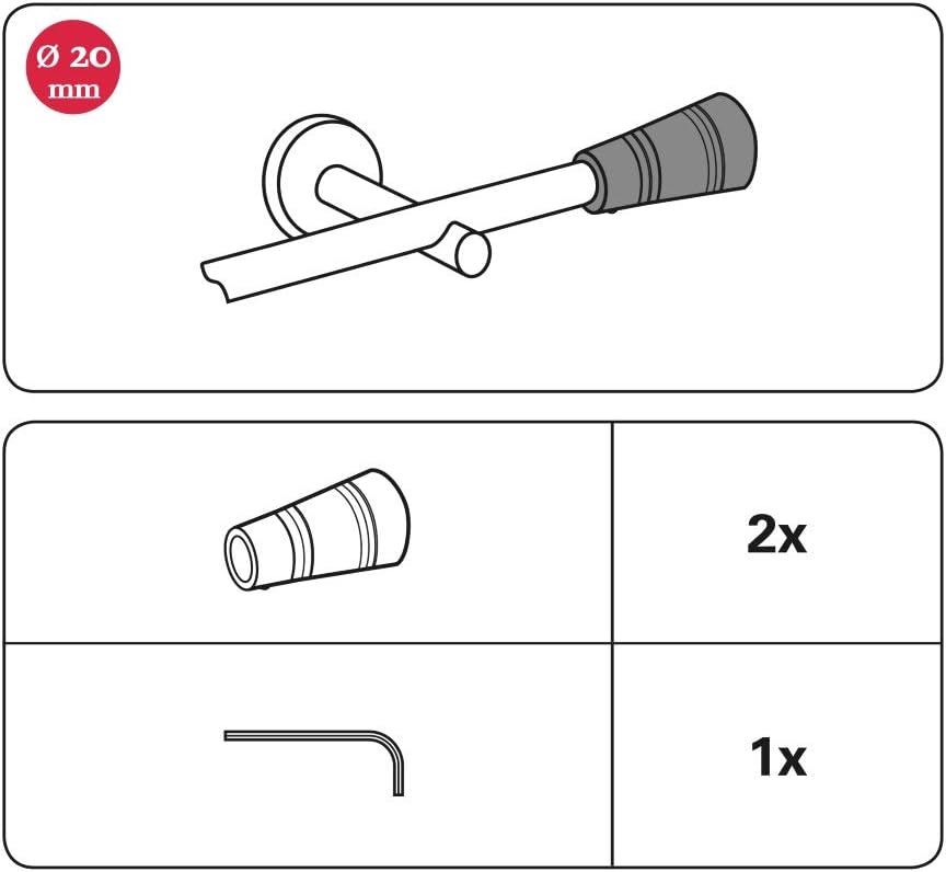 Gardinia Endpin Ø 20 mm, Metal, Stainless Steel Finish, Apollo