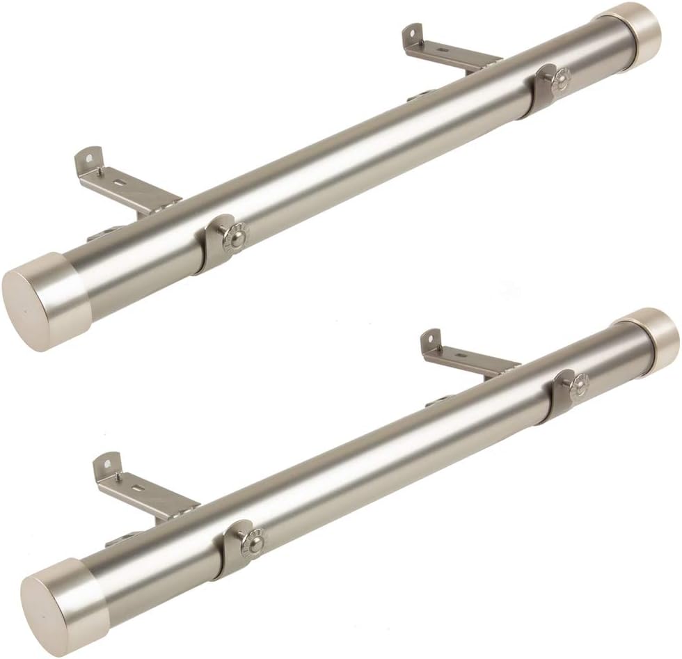 Rod Desyne 1.5" Side Curtain Rod 12-20 inch (Set of 2) - Satin Nickel