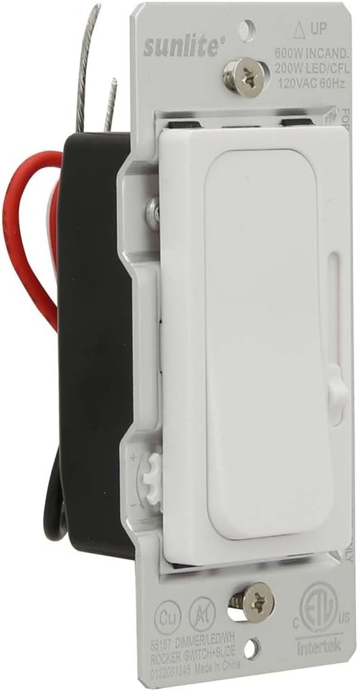 Sunlite LED Wall Rocker Style, Slide Bar Triac Dimmer Switch, Screwless Wall - Image 8