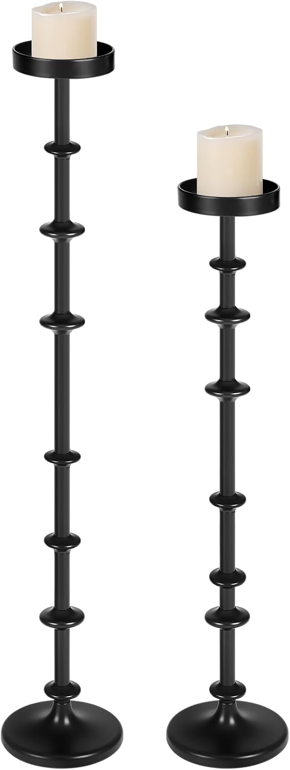 Maxdot Black Metal Pillar Candle Holder 36" 29" Tall Decorative Tap...