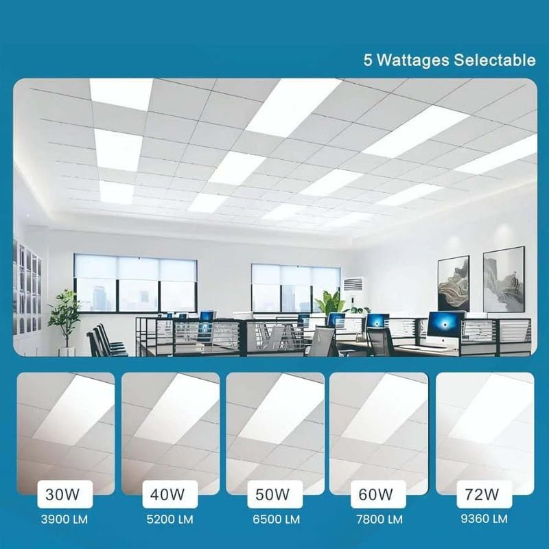 72 Pack 2x4 LED Flat Panel Light for Drop Ceiling, 9360lm Selectable 30W/40W/...