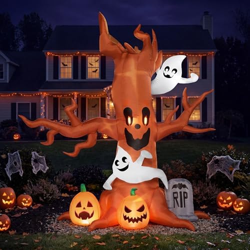 Joiedomi 8FT Halloween Inflatable Scary Tree with Ghost Decor,Blow Up Inflata...