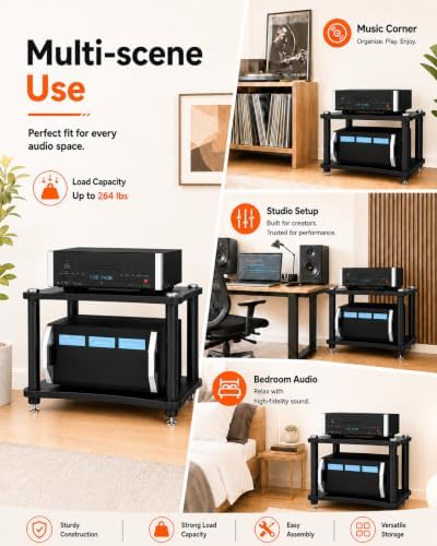 heavy duty 2-tier av media stand, 176 lb, view 9