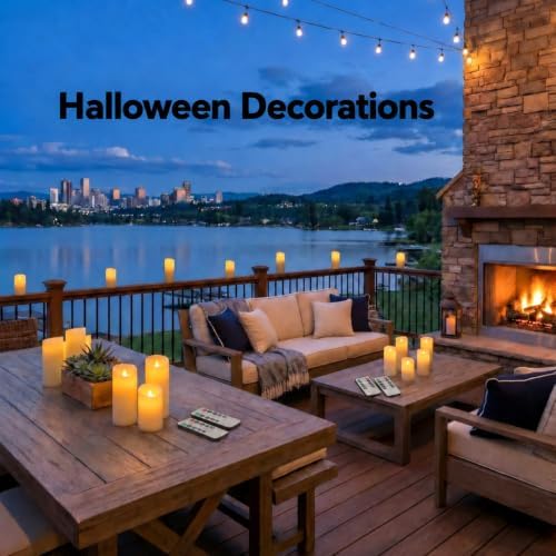 Enido Set of 24 Outdoor LED Candles, Battery Operated Flickering Waterproof C...